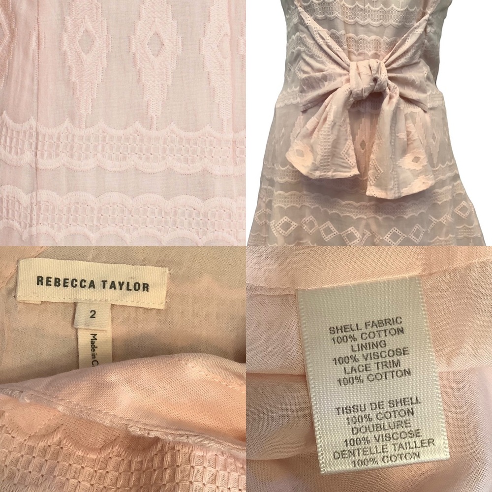 Rebecca Taylor Quartz Pink Embroidered Gauze‎ Cotton Tie Front Sleeveless… - Picture 10 of 13